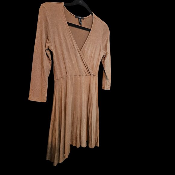Forever 21 Brown Wrap Front Fit & Flare Dress – Size Large - Picture 2 of 4